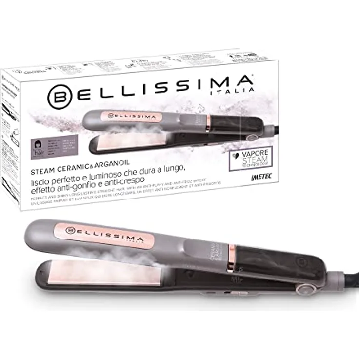 Bellissima Steam Ceramic & Argan Oil, Dampfglätter, Keramik- und Arganölbeschichtung, 3 Temperaturstufen, schnelles Aufheizen, oszillierende Platten, automatische Abschaltung