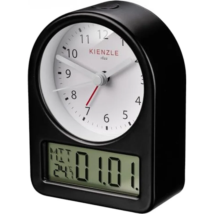 Kienzle Retro-Wecker mit analogem Ziffernblatt, digitalem Display für Datum & Temperatur, Metallgehäuse, batteriebetrieben, kompakt – Bild 3