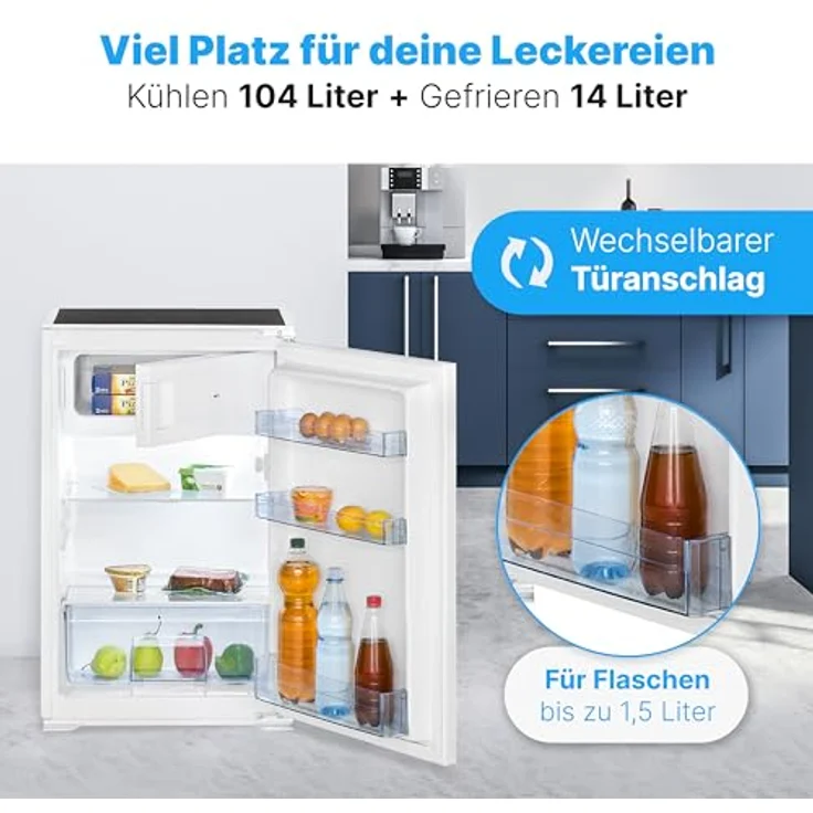 Bomann® KSE 7810 Einbaukühlschrank mit Gefrierfach, 118 Liter, Abtauautomatik, Schlepptürausführung, wechselbarer Türanschlag – Bild 3