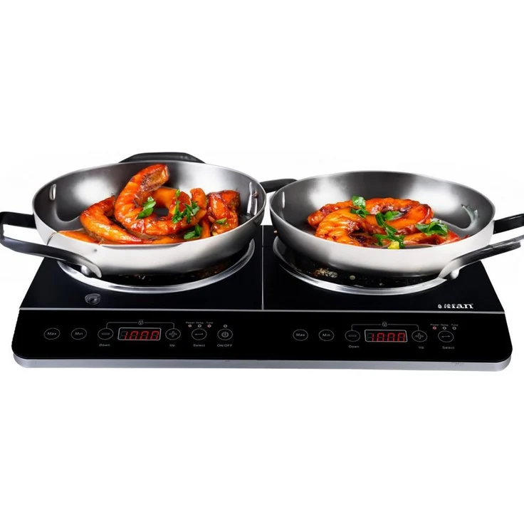 Zilan Doppel-Induktionskochplatte ZLN-8088, Kristallglas, 2 Kochfelder, 10 Temperaturstufen, 200-2000 Watt, Timer, Überhitzungsschutz, Touch-Bedienfeld, Digitalanzeige