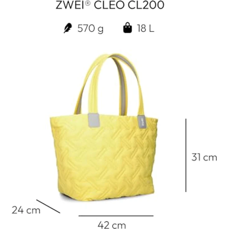 ZWEI Shopper Cleo CL200, Gelb, aus recyceltem Nylon mit robustem Design und großzügigem Stauraum – Bild 2