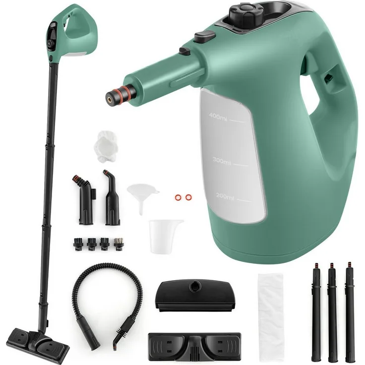 COSTWAY Dampfreiniger, Handgerät mit 1400 W, 2 Bar Druck, 125℃ und 14 Zubehörteilen