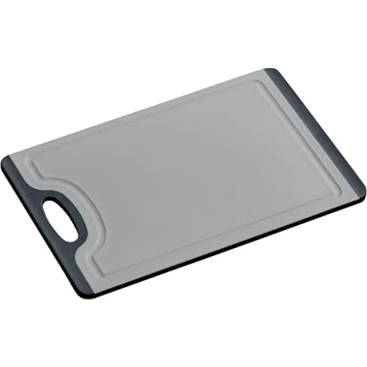 Kesper Schneidebrett, Kunststoff (PP/TPE), grau/schwarz, 29,5 x 19,5 x 0,75 cm, spülmaschinengeeignet, mit Rutsch-Stopp