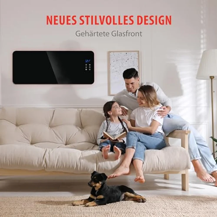 alpina Elektroheizkörper 2000W - Heizkonvektor mit Einstellbarer Temperatur - Timerfunktion, Schwarz – Bild 10