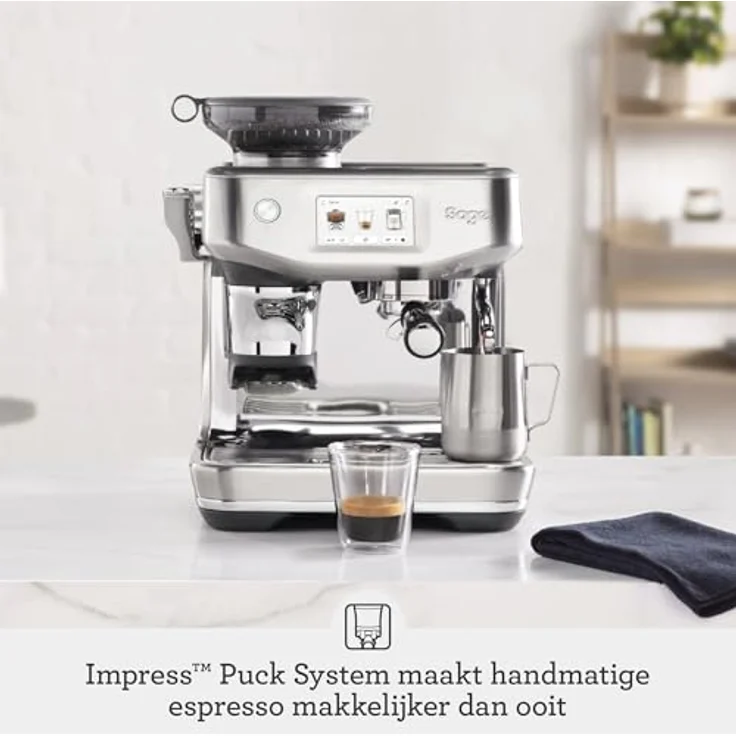 Sage SES882BSS4FEU1, Siebträgermaschine The Barista Touch, Edelstahl, integriertes Präzisionsmahlwerk, automatisches Dampfen, Touchscreen-Steuerung, ThermoJet Heizsystem – Bild 3