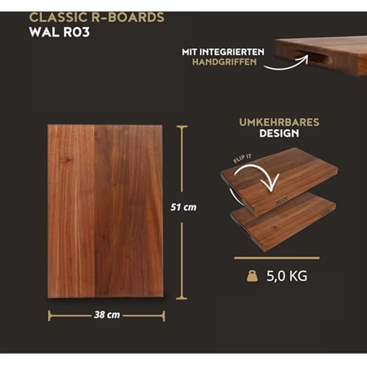 Boos Blocks WAL-R03 ProChef Schwarzes Walnuss Schneidebrett, Nussbaum – Bild 3