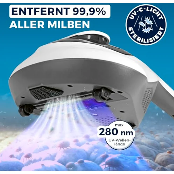 DS Produkte CLEANmaxx Milbensauger Vibration - entfernt 99,9 % aller Milben - mit UV-C-Licht, Handstaubsauger in Weiß – Bild 3
