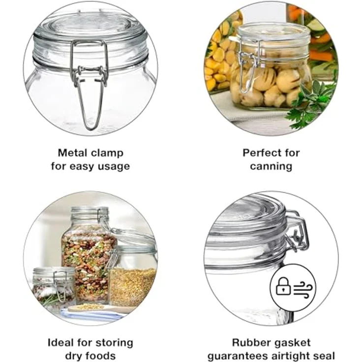 Bormioli Rocco Fido Behälter Vase, Hermetischer Verschluss 0.75 Liter, Glas, Transparent, 1 Stück – Bild 8
