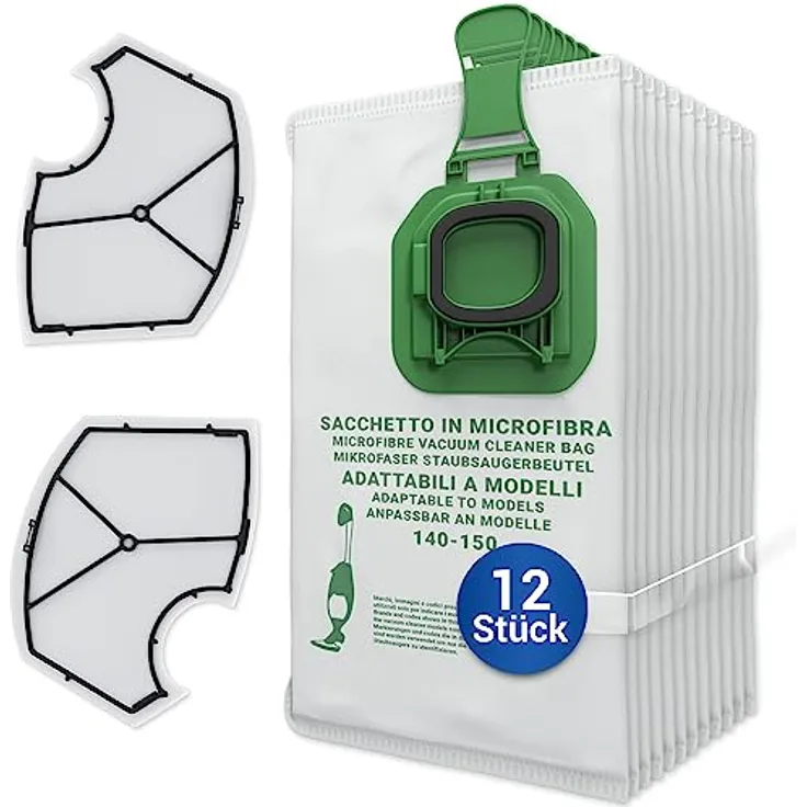 VIOKS SET 12x Vorwerk Staubsaugerbeutel + 2 Staubsauger Motorfilter Ersatz für Vorwerk Kobold Vk 140 Vk 150 Staubsauger Zubehör Universal Staubsaugerbeutel Vorwerk Beutel
