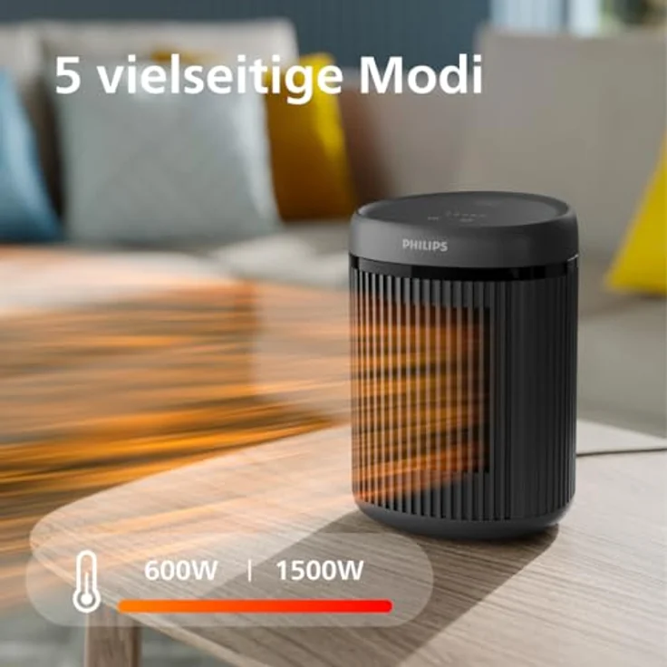 Philips Heizlüfter aus Keramik, Kompakt 2000 Series CX2120/01, 1500 W, schnelles Aufheizen in nur 2 Sekunden, extrem leise – Bild 6