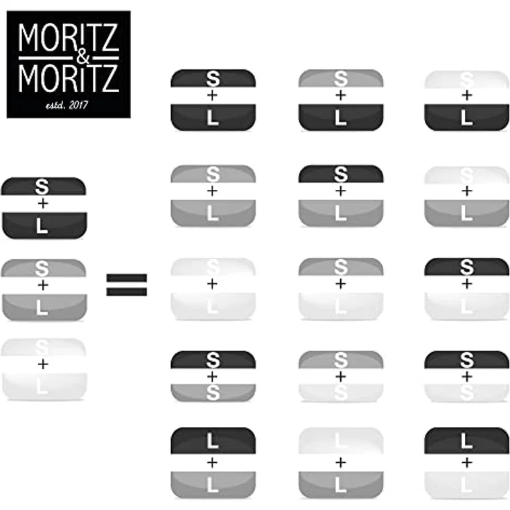 Moritz & Moritz Lunchbox Moritz & Moritz Mix Brotdosen dunkel, (3er Set, 6-tlg), Mix & Match - mit Fächern – Bild 5
