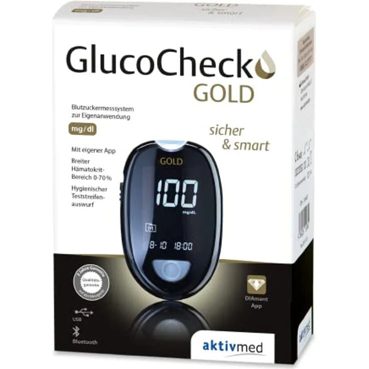 GlucoCheck GOLD Starter-Set (mg/dl) mit 110 Blutzuckerteststreifen – Bild 2