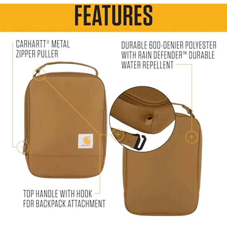 Carhartt Isolierter Lunch-Kühler, vollständig isoliert mit 8+ Stunden Kühlung, wasserabweisend, Carhartt Brown – Bild 2
