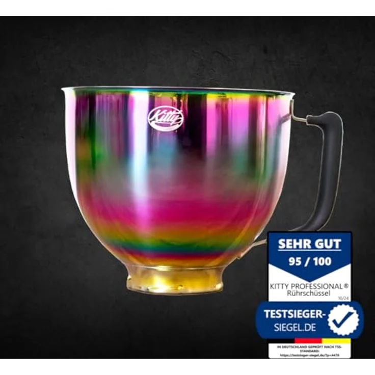 Kitty Professional Edelstahl Rührschüssel Super Bowl mit Messskalen, spülmaschinenfest (Rainbow) – Bild 2