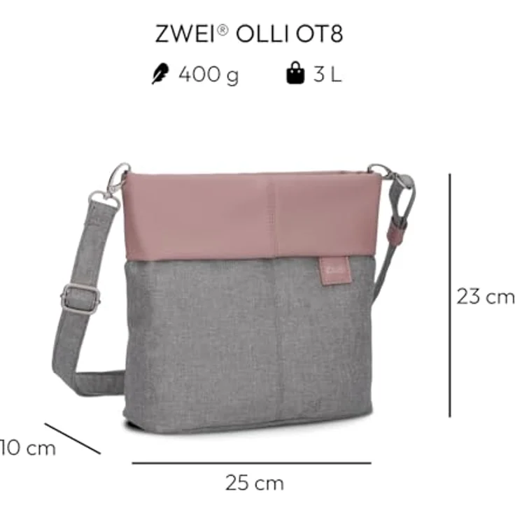 Zwei Olli Umhängetasche 25 cm, Handtasche für Damen, elegant und praktisch – Bild 2