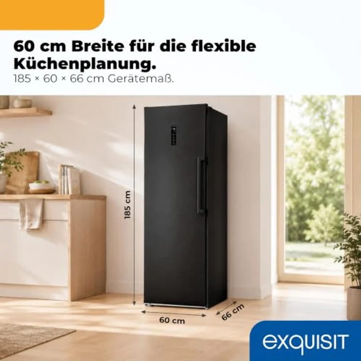 Exquisit GS5295-NF-H-040C, Gefrierschrank mit 274 l, No Frost, elektronisch, Energieklasse C, 39 dB, Inoxlook-az – Bild 3