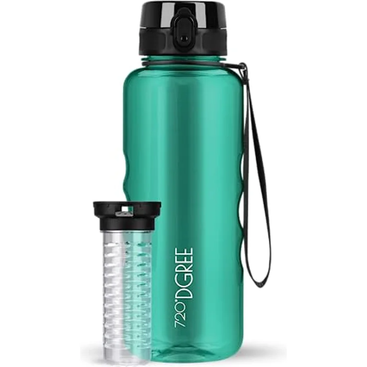 Trinkflasche Wasserflasche Fruchteinsatz 1,5L - BPA Frei uberBottle 720 DGREE emerald green transp – Bild 1