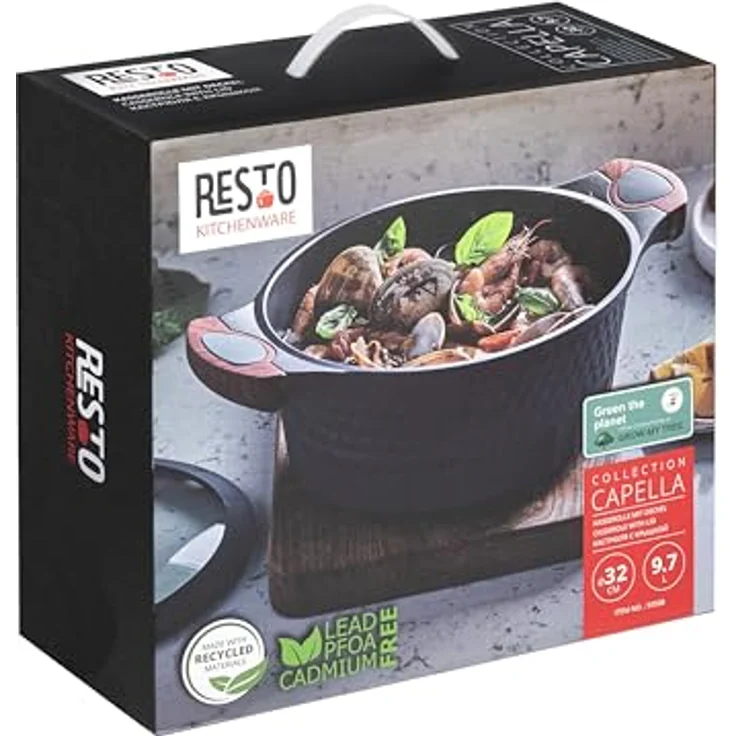 RESTO Kochtopf Schmortopf 9,7L mit Deckel, 32cm, Antihaftbeschichtung, PFOA-frei, für alle Herdarten, inkl. Geschenkkarton – Bild 5