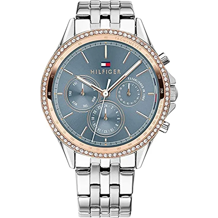 Tommy Hilfiger Multi Zifferblatt Quarz Uhr für Damen mit Silbernes Edelstahlarmband - 1781976