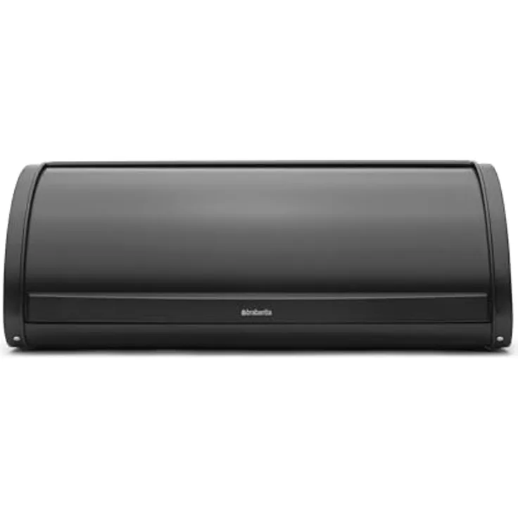 Brabantia Rollbrotkasten, große Aufbewahrungsbox für Brot, Bagels und Brötchen, platzsparendes Küchendesign mit flachem Deckel, langlebiger Stahl, mattschwarz