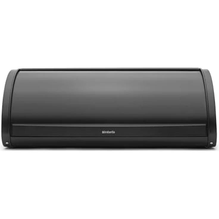 Brabantia Rollbrotkasten, große Aufbewahrungsbox für Brot, Bagels und Brötchen, platzsparendes Küchendesign mit flachem Deckel, langlebiger Stahl, mattschwarz – Bild 1