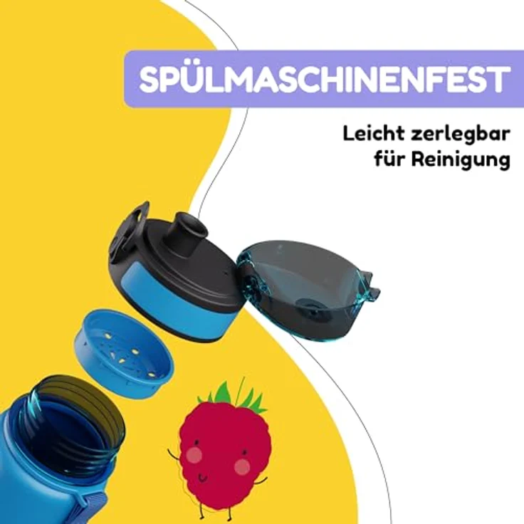 Klarstein Schmatzfatz Trinkflasche, auslaufsichere Kinderflasche 500 ml mit Fruchtaufsatz, BPA-frei, ideal für Kindergarten und Sport – Bild 3