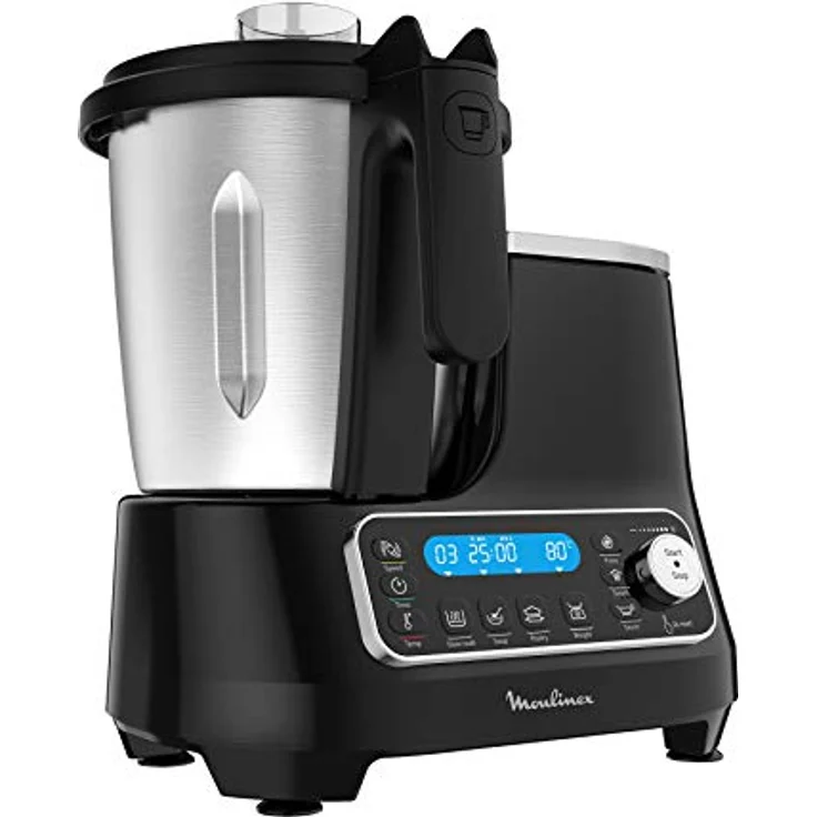 Moulinex HF4568 Click Chef Küchenmaschine mit Kochfunktion | 1400 Watt | 12 Geschwindigkeitsstufen | Gesamtvolumen 3,6 Liter | 28 Funktionen | inkl. Zubehör und Rezeptheft | Farbe Schwarz – Bild 3