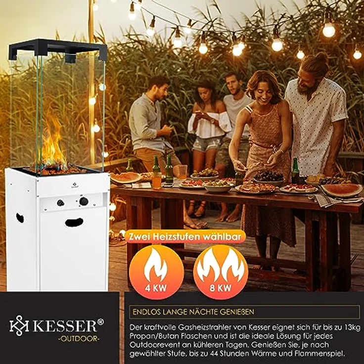 KESSER® Heizstrahler Gas Terrassenheizstrahler Gasheizungen Gasheizstrahler Gasheizer inkl. Schutzhülle Outdoor-Heizung Mobiler Heizpilz Flammenheizer, Pyramide Terrassenheizer, - Preisvergleich – Bild 4