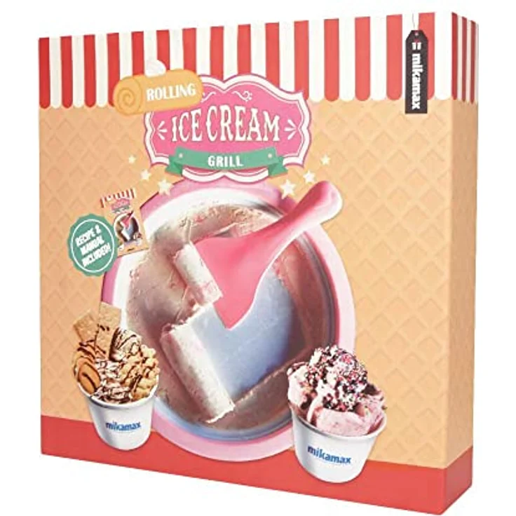MikaMax - Eis Teppanyaki Platte - Eiscreme Rollen Machine - DIY Roll - Ice Pan Eismaschine - mit rezepten - Zum Zubereiten von Ice Cream Rolls – Bild 3