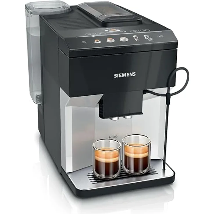 Siemens EQ500 TP511R01, Kaffeevollautomat mit CoffeeSelect Display, integriertem Milchsystem und Aromadouble Shot, Schwarz