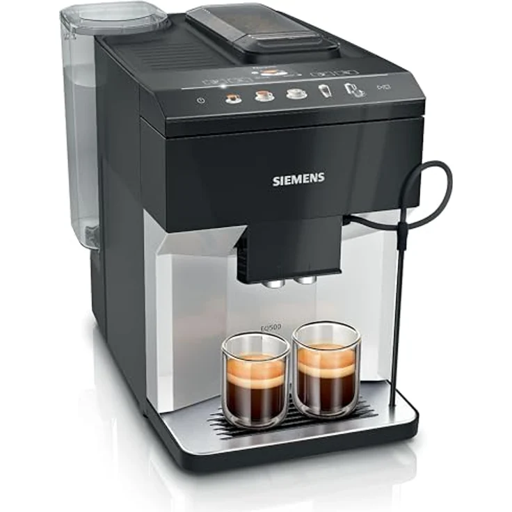 Siemens EQ500 TP511R01, Kaffeevollautomat mit CoffeeSelect Display, integriertem Milchsystem und Aromadouble Shot, Schwarz – Bild 1