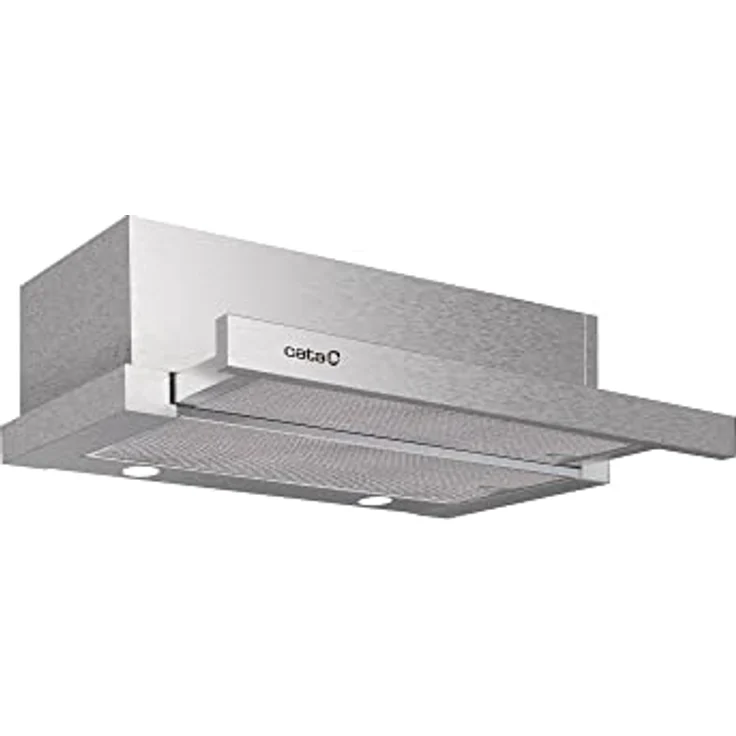 Cata Extender 600 Dunstabzugshaube, mechanisches Bedienfeld, 2 Absaugstufen, Breite 60 cm, Edelstahl-Finish, Energieeffizienzklasse C, 390 m³/h max. Luftstrom – Bild 1