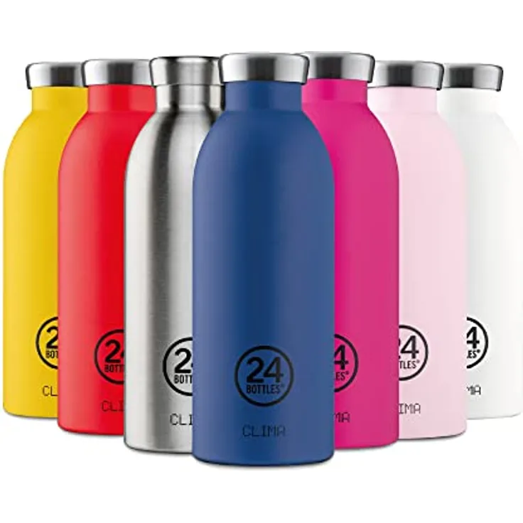 24Bottles Clima Flasche - 330ml/500ml/850ml Thermosflasche mit 100% Versiegeltem Deckel (12 Stunden Heiße Getränke 24 Stunden Kalt), ökologische Edelstahlflaschen (Formal Grey, 500 ml)