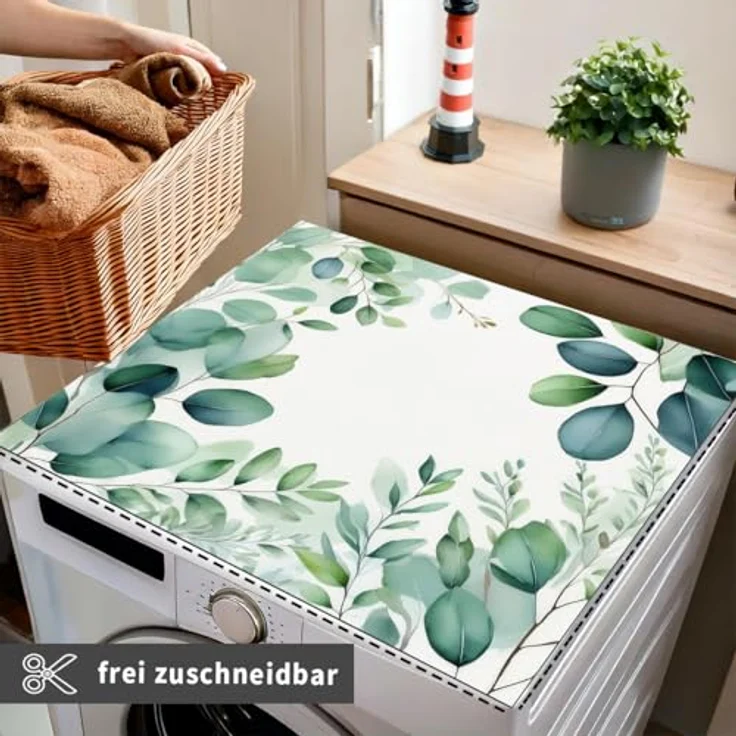 matches21 HOME & HOBBY Tabletop rutschfeste Waschmaschinenauflage Blätter, 60 x 60 cm, zuschneidbare Gummi-Matte für Waschmaschine und Trockner, pflegeleicht und vielseitig – Bild 3