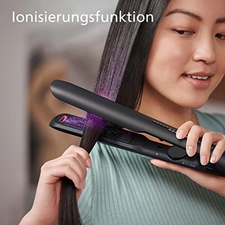 Philips BHS510-00 5000 Glätteisen, Ionen-Funktion, Temperatureinstellrad, 12 Temperaturstufen, inkl. hitzebeständige Ablagematte, schwarz – Bild 6