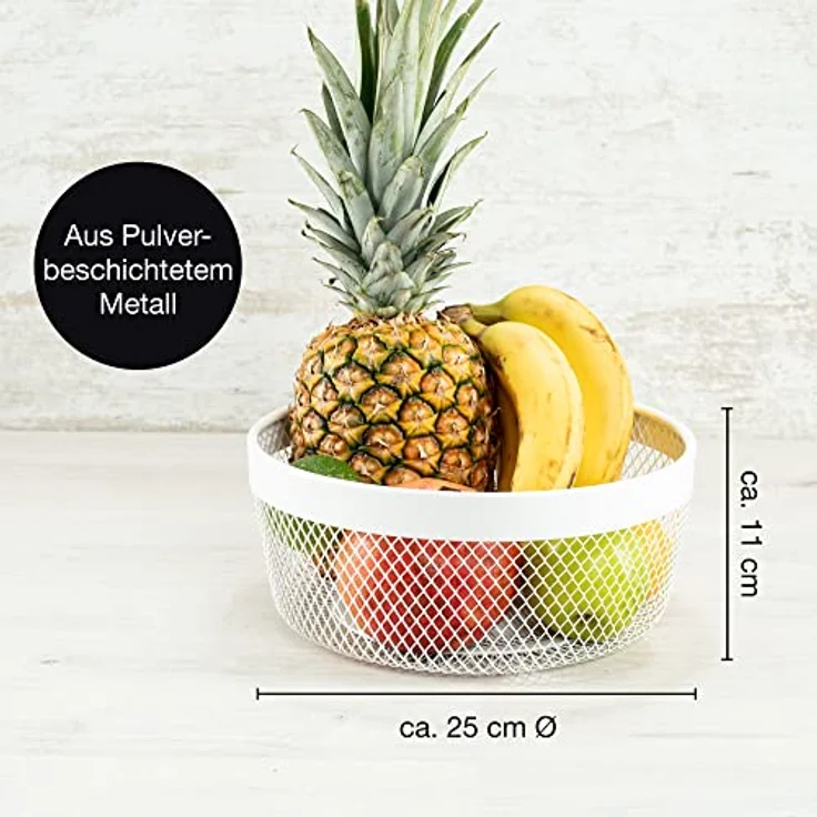 Moritz & Moritz Obstschale Weiss Metall 25cm - Obstkorb Weiss Modern – Korb für Geschenke, Früchte, Gemüse und Brot – Bild 2
