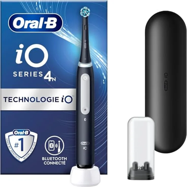 Oral-B iO 4N Elektrische Zahnbürste, oszillierend und vibrierend, mit 1 Bürstenkopf, Bluetooth, schwarz – Bild 1