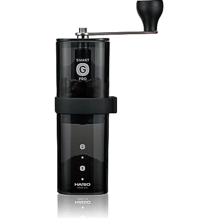 HARIO MSGS-2-B Smart G PRO Kaffeemühle, 24 g, transparent Schwarz, Edelstahlklinge, zerlegbar, kompakt