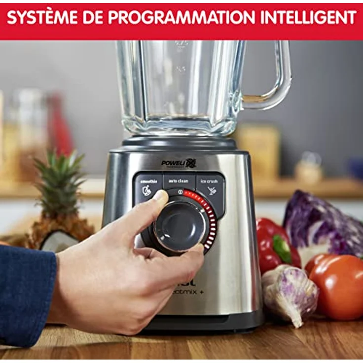 Moulinex Perfect Mix + LM811D10 - 1200-W-Mixer, glasierter Edelstahl, hintergrundbeleuchteter Geschwindigkeitsregler, 3 Programme, manueller und automatischer Reinigungsmodus – Bild 3