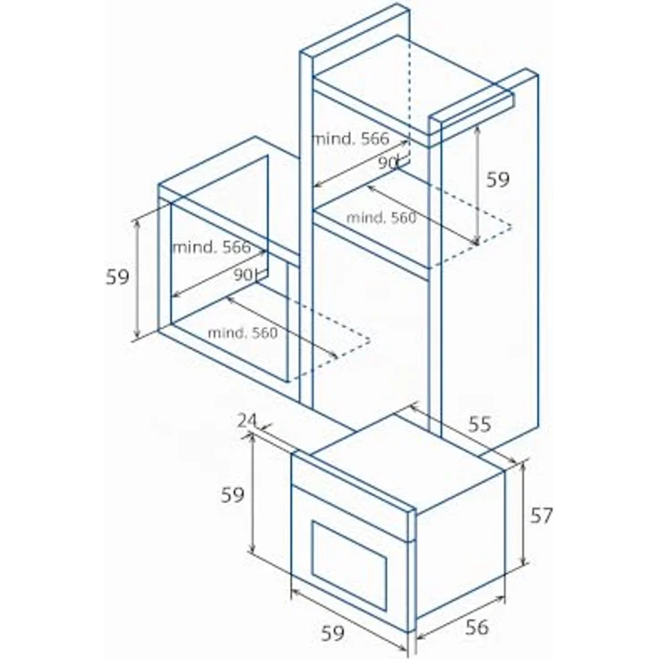 CATA MRA7108WH Einbaubackofen Elektro, Rustikales Weiß, 7 Funktionen, Mechanisches Garprogramm, Umluftofen, 60 L Fassungsvermögen, 5 Höhenstufen – Bild 3