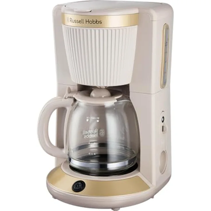 Russell Hobbs Brontë Stone Filterkaffeemaschine 1,25L, 1100W mit WhilTech-Brühtechnologie, Tropf-Stopp, Warmhalteplatte und Glaskanne, Farbe: Steinfarben