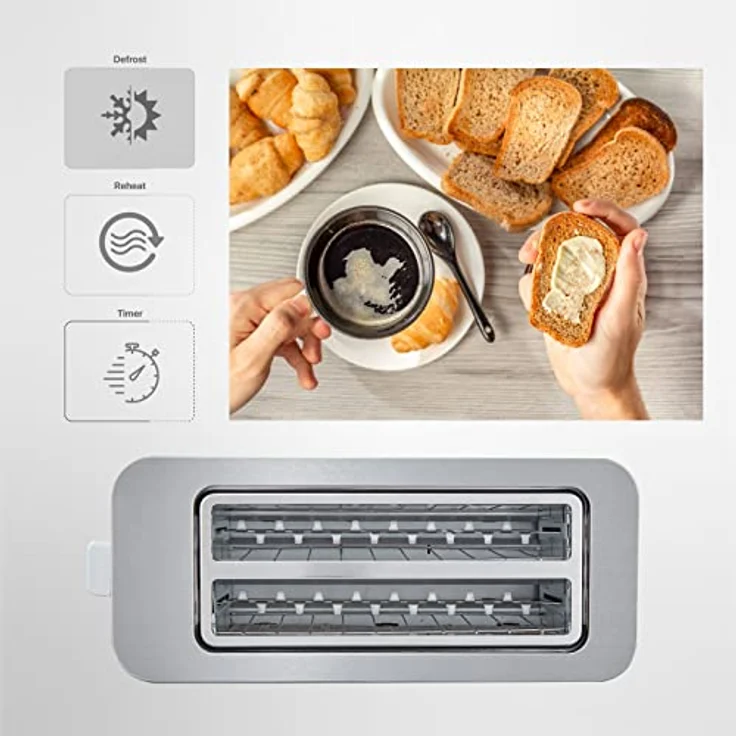 Zilan Toaster ZLN-6234, 4 Scheiben, 1400 W, Edelstahl Gehäuse, Brötchenaufsatz, Krümelschublade, Cool-Touch Design - Preisvergleich – Bild 4