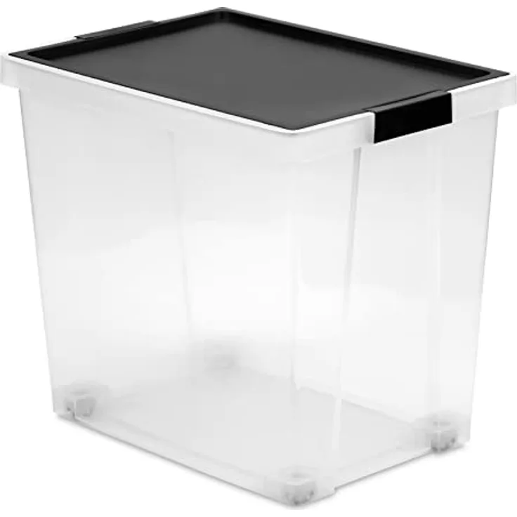 TATAY Aufbewahrungsbox mit Deckel, Kapazität 60L, mit Griffen und Rädern, Deckel aus 100 prozent recycelten Materialien, BPA-frei, Schwarz. Maße 37 x 51 x 45 cm