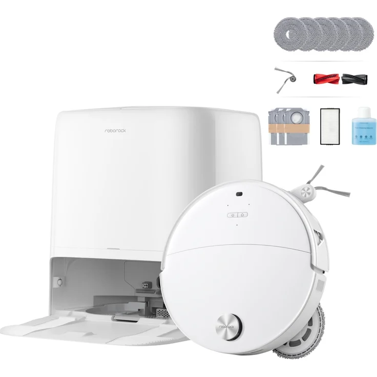 Roborock Saros 20 Neo Set Saugroboter mit Wischfunktion, 36.000 Pa Saugkraft, Dual Zero-Tangle-System, FlexiArm Technologie, Heißwasser-Moppwäsche bis 100°C, Weiß