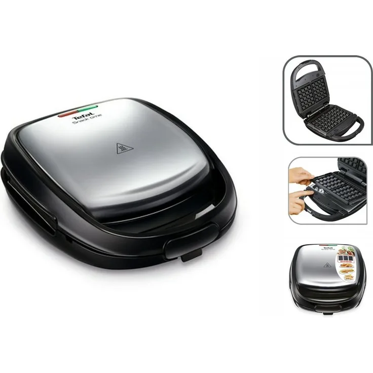 Tefal Waffeleisen SW342D38 350 W, Schwarz - Antihaftversiegelung, Ein/Aus-Schalter, Cool-Touch-Griff