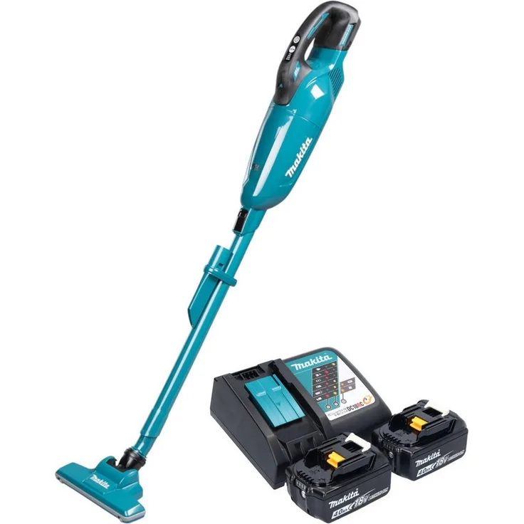 Makita DCL 284 FRM2, Akku-Handstaubsauger 18 V, 0,73 l, 2x 4,0 Ah Akku + Ladegerät, geräuscharmer Betrieb