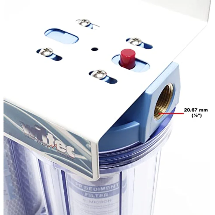 Naturewater NW-PR103 3 Stufen Wasserfilter, 5 µ, 20,67 mm (1/2"), Ø62 mm PP Kartusche, Filter Wandhalterung, Filterschlüssel, Sedimentfilter Aktivkohleblock Aktivkohlegranulat, preisgünstig und einfach in Montage und Handhabung – Bild 4