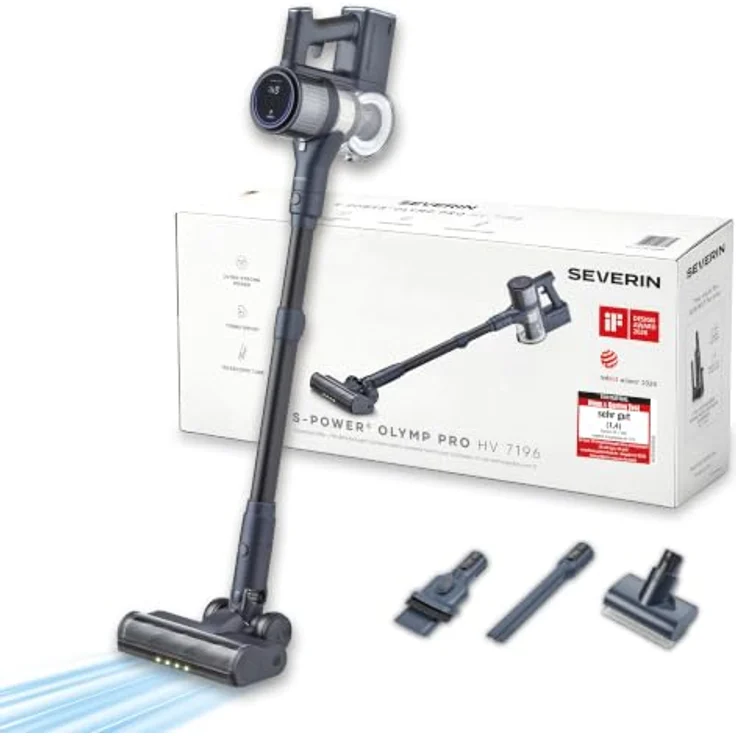 SEVERIN Kabelloser Akku Staubsauger S’Power Olymp Pro HV 7196, blaumetallic, 400 W Leistung, leichtes Design mit 2,02 kg – Bild 1
