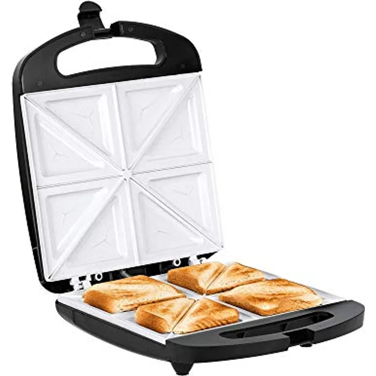Teesa TSA3229B Sandwich Toaster mit Keramikeinsätzen für 4 Sandwiches