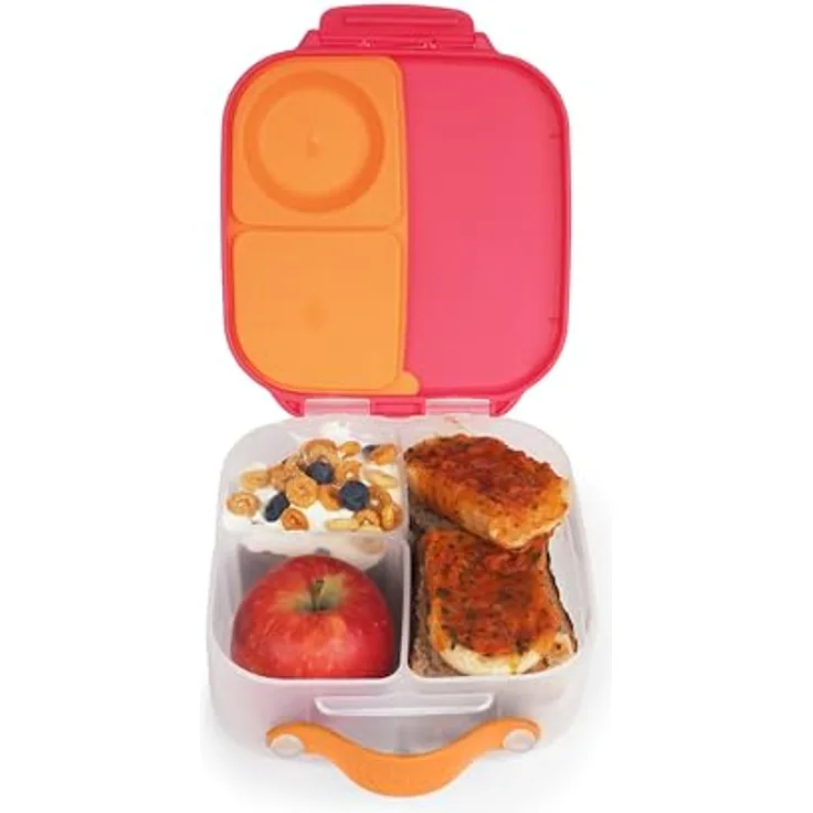 b.box Mini Brotdose für Kinder, Bento Box mit 3 Fächern (2 Auslaufsicher), Platz für ganzes Obst, BPA-frei